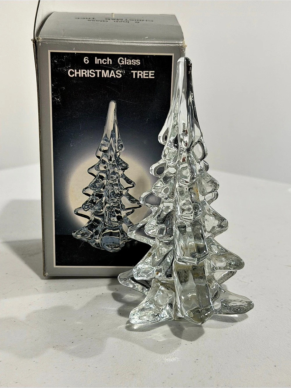 Vintage Glass Christmas Tree Clear Christmas Tree 6” No Chips